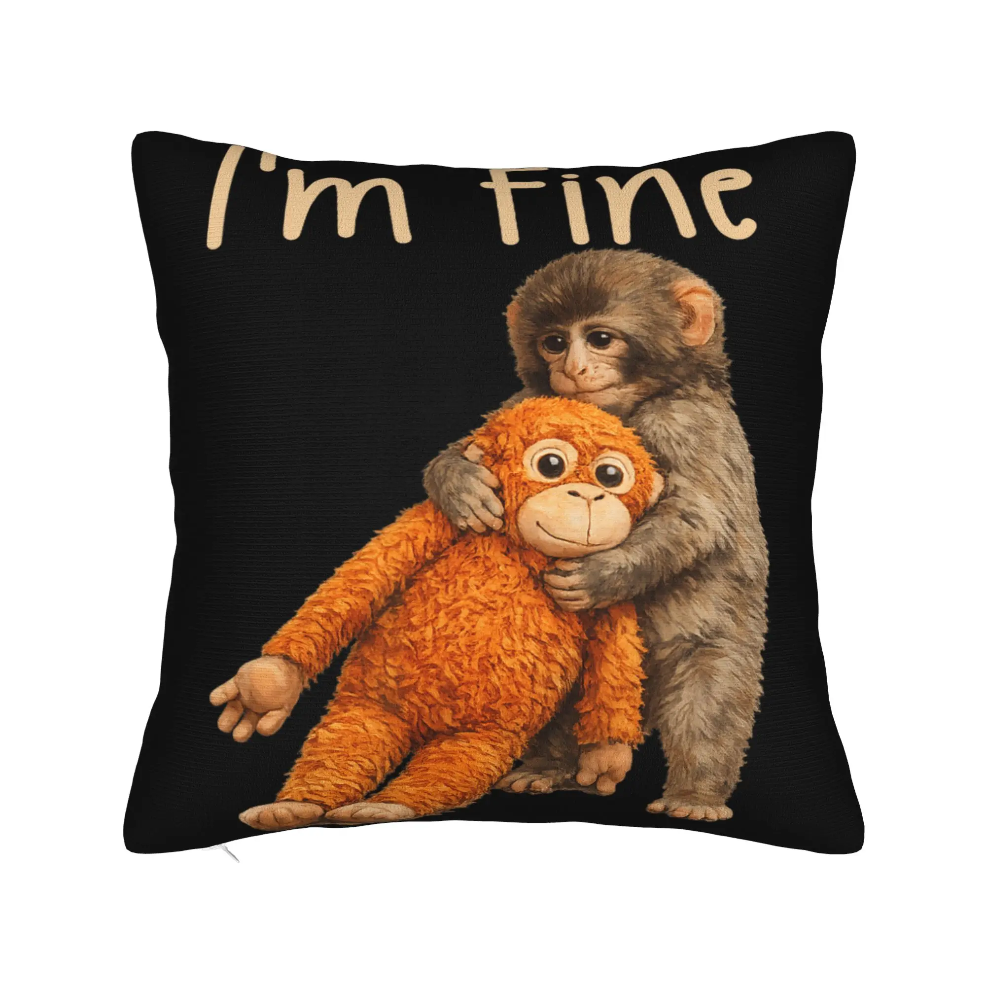 Baby Monkey Punch Cute Cuddly Little Love Pillowcases  Novelty Pillow Case For Sofa Bedroom Home Decor Soft Pillow Cover