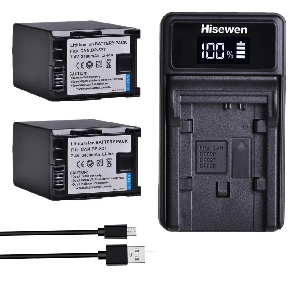 BP 827 BP-827 Li-ion Battery and Charger for Canon BP-808 BP-820 BP-828 HG31 XA10 HF20 HF100 HF100E HFG20 HFG30 XF405 XF400