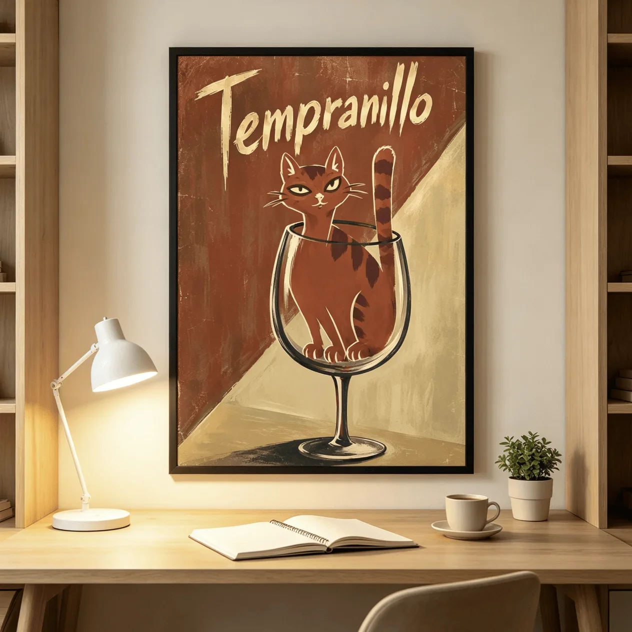 1pc frameless Canvas Painting Wall Art Canvas Prints Posters Decor, Retro Wine Cat In Goblet Art For Bar Dining Kitchen Cafe Vin