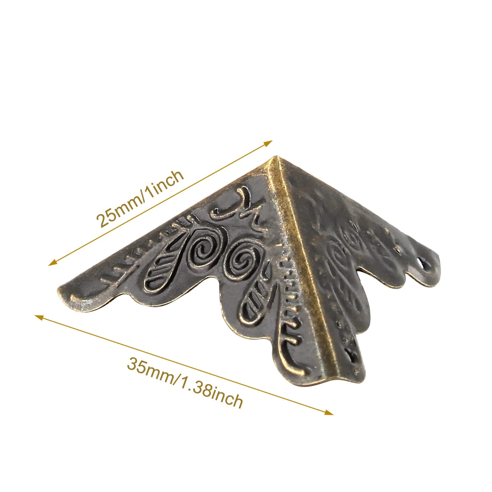 20pcs Antique Bronze Metal Corner Protectors, Latex-Fr Edge Guards for Boxes, Furniture, Shelves, Tables-Vintage Finish