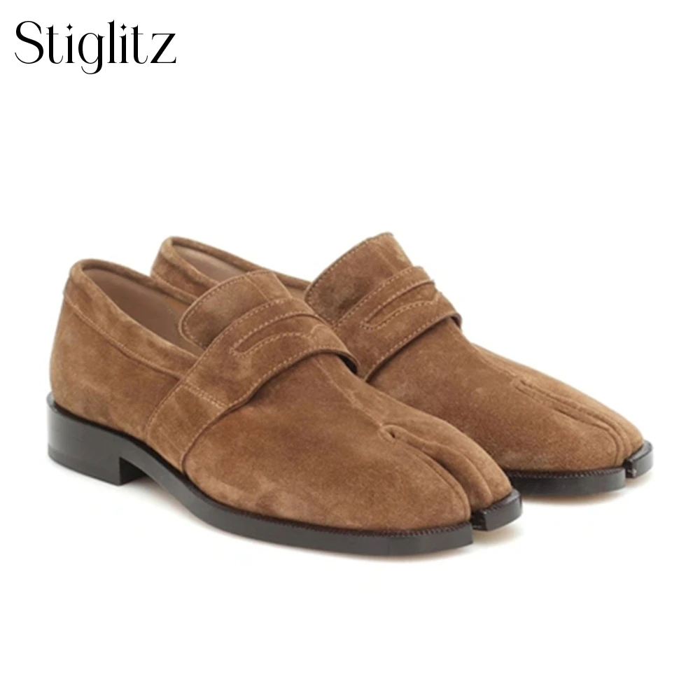 

Suede Novelty Tabi Loafers Elegant Style Split Toe Dress Shoes Brown Grey Suede Winter Shoes Custom Colors Men's Handmade Shoes