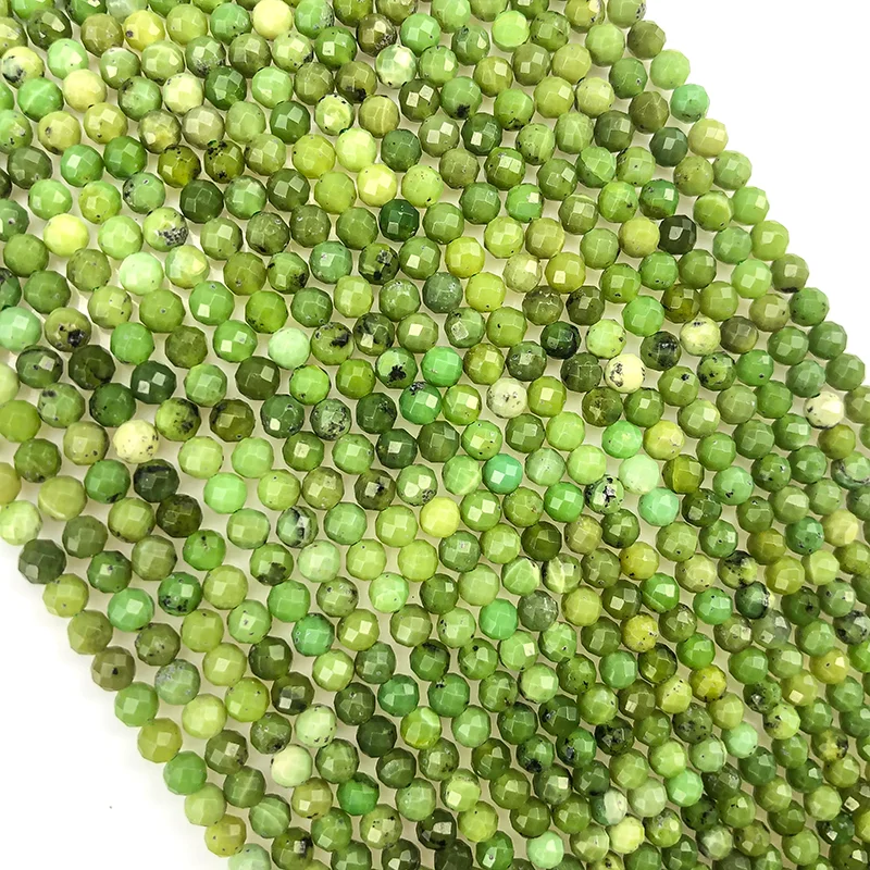 New Natural Small Particle Faceted Canada Jade Loose Round Beads 3/4MM For Jewelry Making DIY Bracelets Necklace Accessories