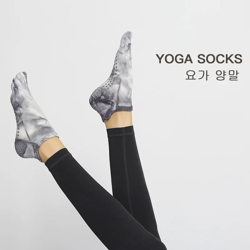 Socks training socks Tie dye yoga socks Thick Pilates silicone toe full package non-slip Women's color floor socks for women