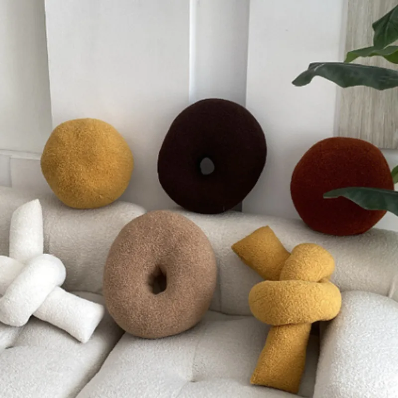 1PC Nordic Wool Roll Oil Painting Board Plush Pillow Sofa Ball Soft Cushion Throw Couch Home Decor Bedroom Drop Toy Elastic Gift