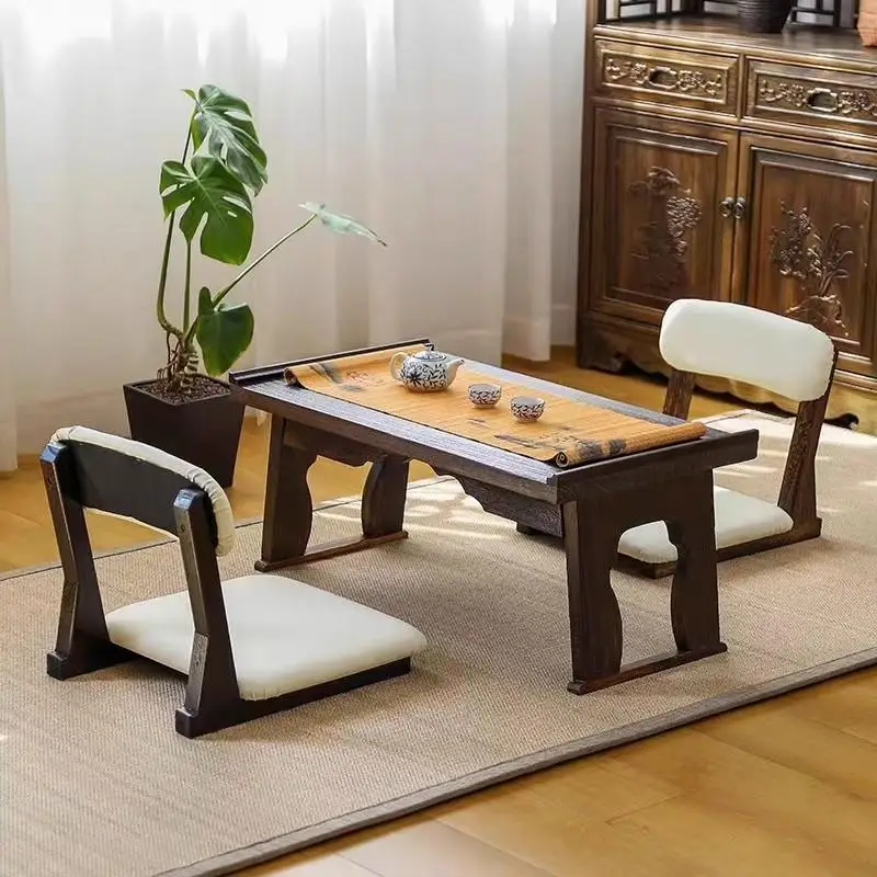 Solid Wood Tatami Seat Japanese Backrest Sofa for Bedroom Legless Floor Chair Comfortable and Breathable Chair for Bay Window