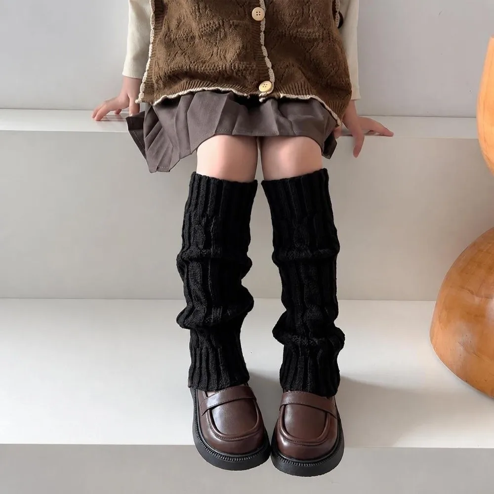 1pair Sweet Twist Knit Pattern Knitted Leg Warmers Stretch Warm Lined Knee High Socks Solid Color Foot Cover Socks Girl