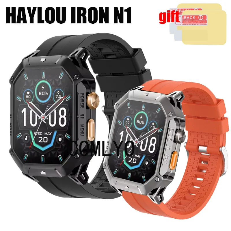 Pulseira de silicone Smartwatch para homens e mulheres, pulseira para HAYLOU, FERRO N1 Strap Band Belt, filme protetor de tela