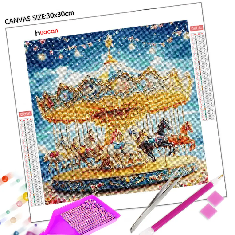 Frameless, 5D DIY Diamond Painting Dreamy Carousel Full Square Round Drill Mosaic Embroidery New Collection 2025 Home Decor