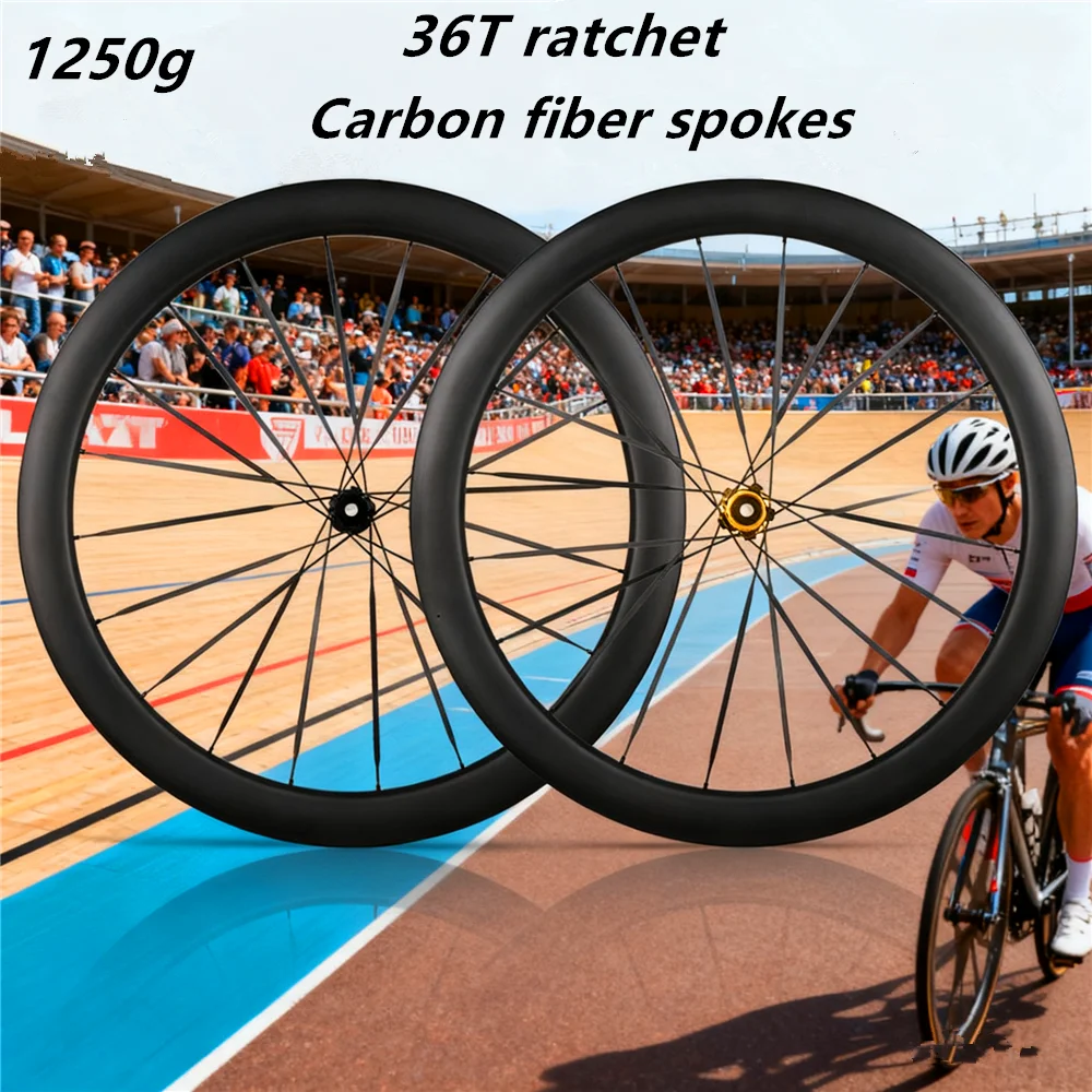 JIELEI 700c 1150g UltraLight 5.2mm Carbon Spoke Road Wheelset 60T Ratchet Disc Bicycle Wheel Center Lock Disc Brake Road Wheels