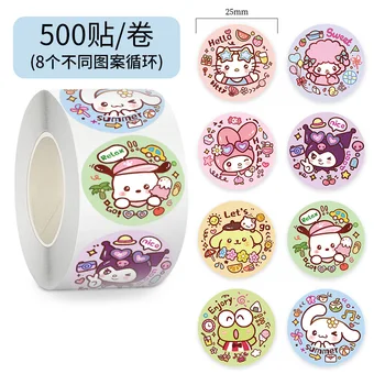 500 adet/rulo Sanrio melodi Kitty Kitty mi Cinnamoroll sızdırmazlık Sticker DIY PVC dizüstü çıkartmaları dekorasyon Stiker ödül hediye oyuncaklar