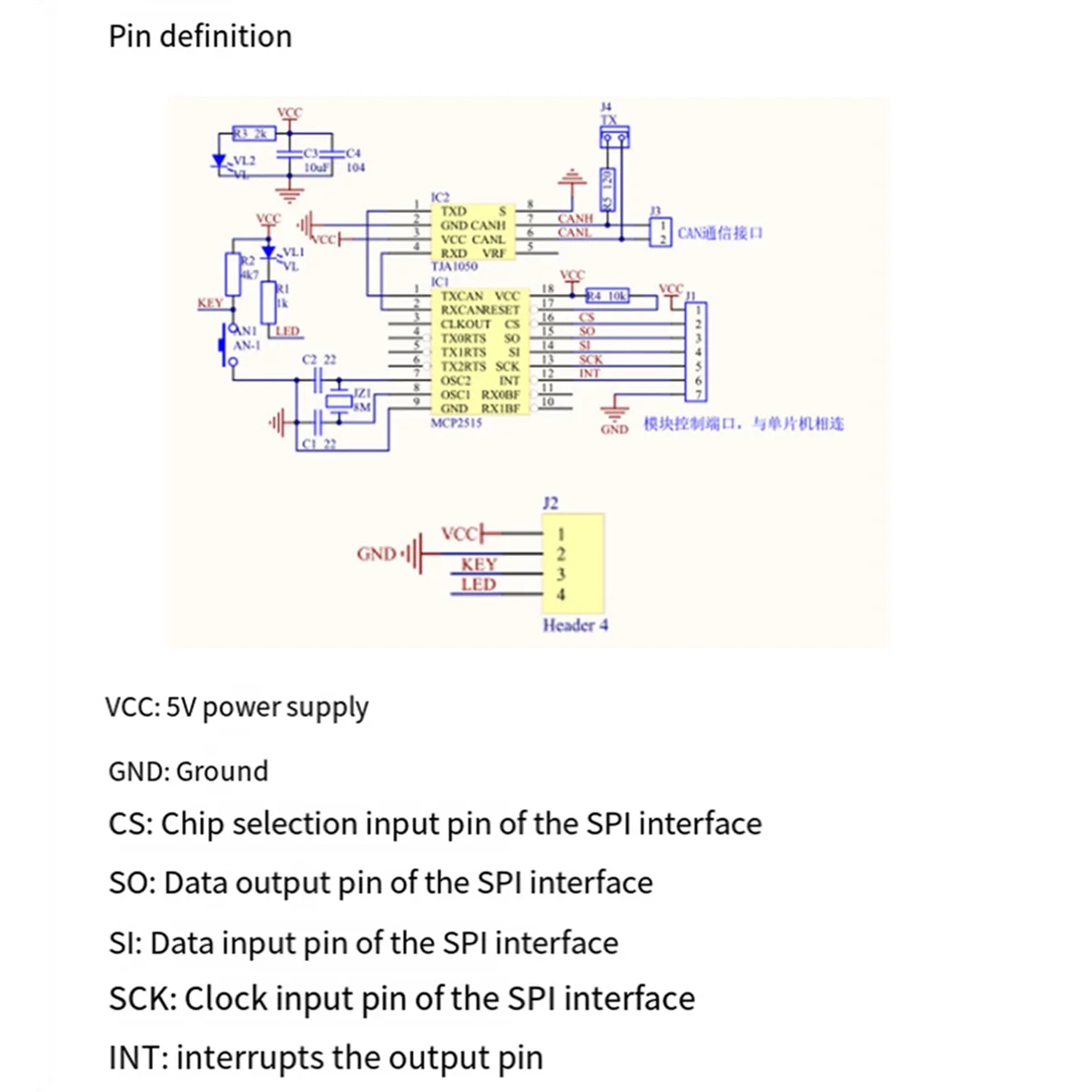 MCP2515 CAN Bus Module TJA1050 Receiver SPI for 51 Arduino DIY Kit Microcontroller Program Routine