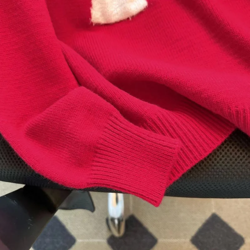 Damska szaryczna odzież Vintage sweter z dzianiny z okrągłym dekoltem kreskówka z długim rękawem na co dzień koreańska moda luźna damska zimowa