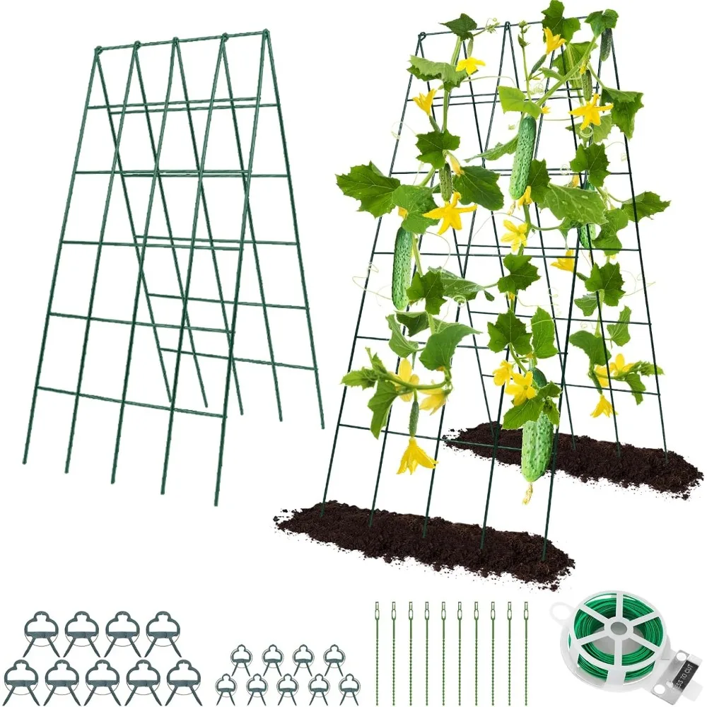 

Trellis,40 X 16.5 Inch 2 Pack Adjustable Metal A Frame Trellis for Garden Climbing Plants with Plant Support Clip and Twist Ties