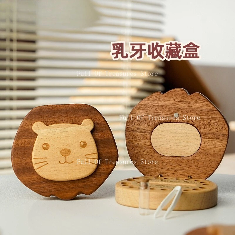 Children's deciduous teeth commemorative box Men's/girls' teeth collection box Baby replacement teeth, wooden