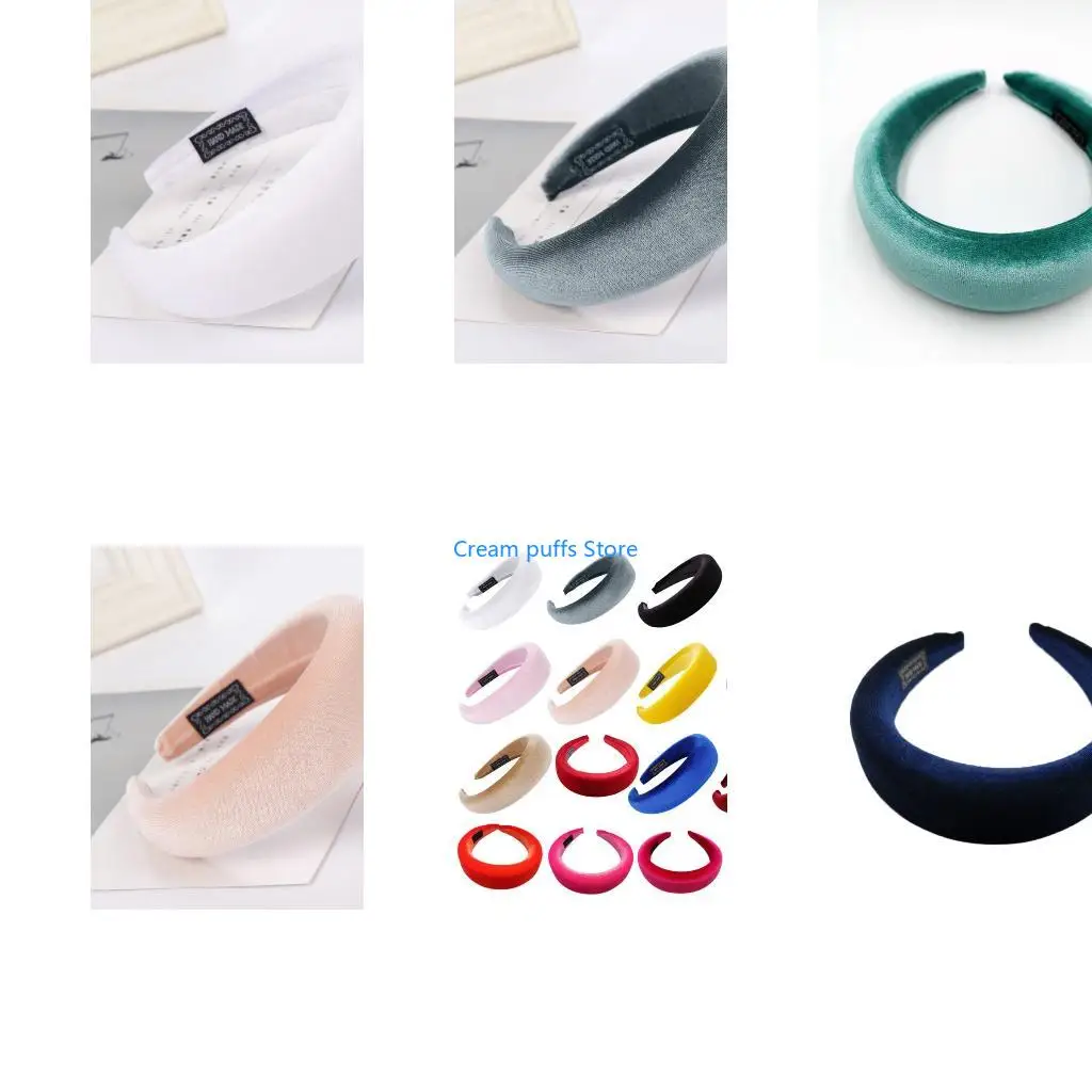 50LE 11 Colors Women Padded Wide Sponge Headband Glitter Sweet Candy Color