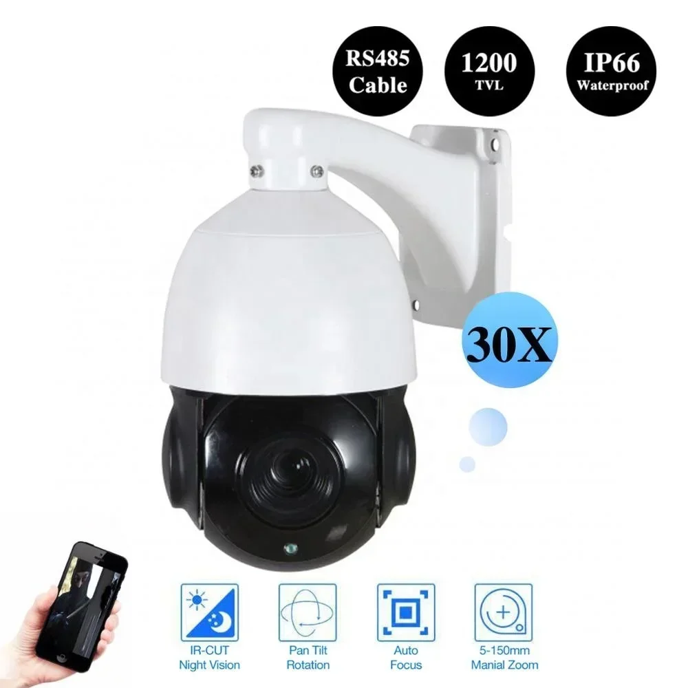 H.265 Full HD Outdoor IP66 30X ZOOM 4.5 Inch 1080P 2MP AHD CVI TVI CVBS 4 in 1 Analog IR Laser Mini Color Speed Dome Ptz Camera