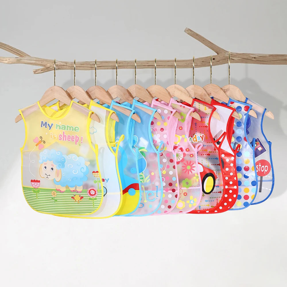 

2PCS/Lot Waterproof Baby Bibs for Infant Toddler Boys Girls Sleeveless Feeding Apron Cartoon Animals Child Kids Bib