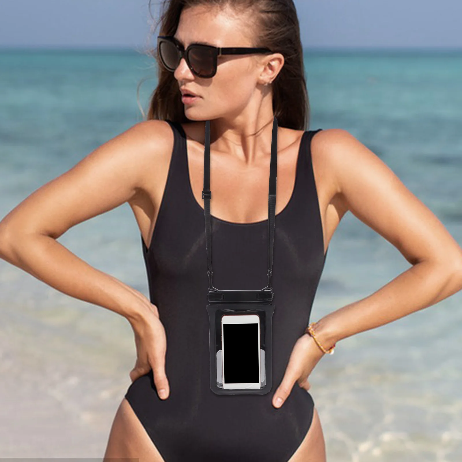 

Waterproof Phone Pouch with Lanyard Heavy Duty Floating Cell Phone Case for Swimming Snorkeling Shower Sports