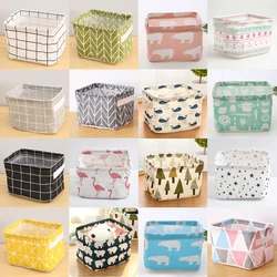 Fabric Storage Basket With Handle Printed Desktop Storage Basket Multifunctional Foldable Storage Box Baskets Organization Case