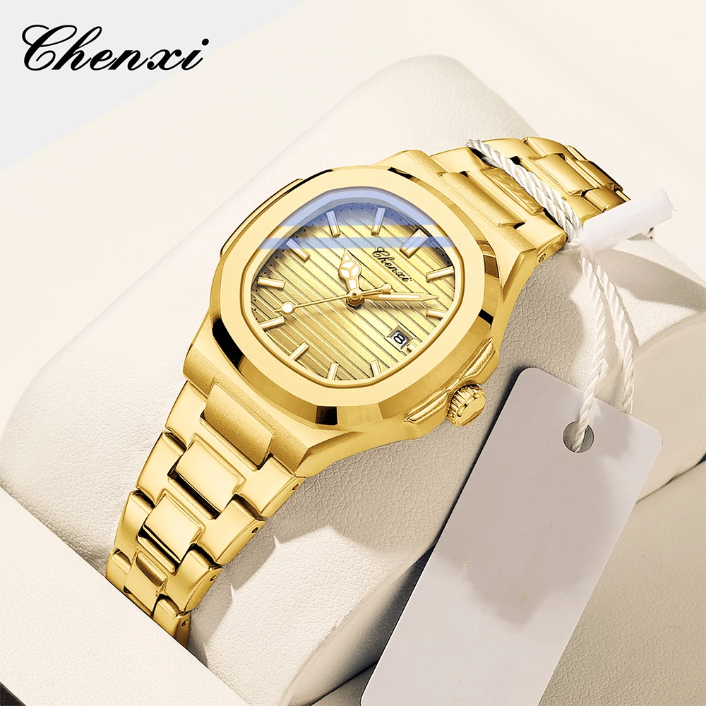 CHENXI Quartz Watches For Women Fashion Gold Women's Wristwatches Luminous Waterproof Calendar Woman Watch