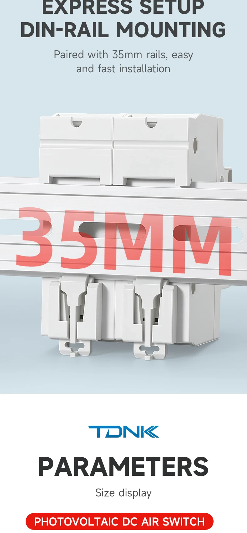 TDNK 2P DC-Leistungsschalter 80A 100A 125A 1000V für Solar-PV-Systeme, DC-Schutzschalter für Solarmodule und Photovoltaik-Anlagen – Detail 8