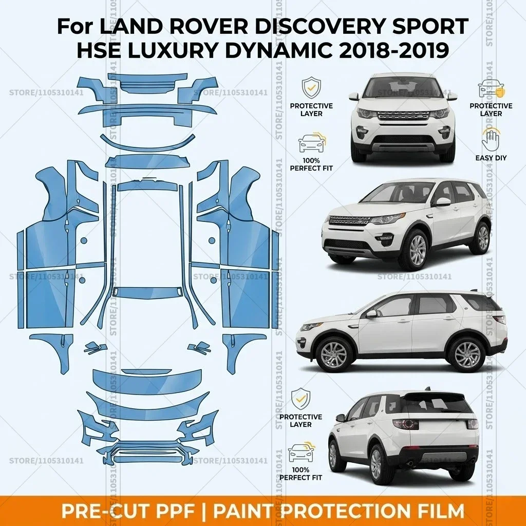 

Предварительно нарезанная прозрачная защитная пленка PPF для бампера автомобиля Land Rover Discovery Sport HSE Luxury Dynamic 2018-2019