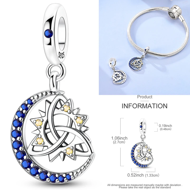 925 Sterling Silber Charm-Perlen Vierblättriges Kleeblatt Delfin Sonne Mond Kirsche Motorrad Reise DIY Armband Halskette Geschenk für Frauen – Detail 35