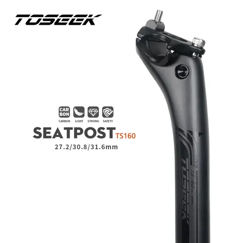 TOSEEK tija de sillín de carbono 27,2 31,6mm de longitud 400mm negro mate MTB tija de sillín de bicicleta de carretera tubo de sillín piezas de bicicleta MTB canoa de carbono