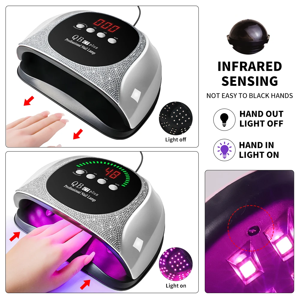 Professioneller Nageltrockner, 57-LED-Nagelkunstlampe, Diamant-Trocknungslampe mit LCD-Bildschirm, kann alle Nagellack-Gel-Ausrüstung schnell aufheben