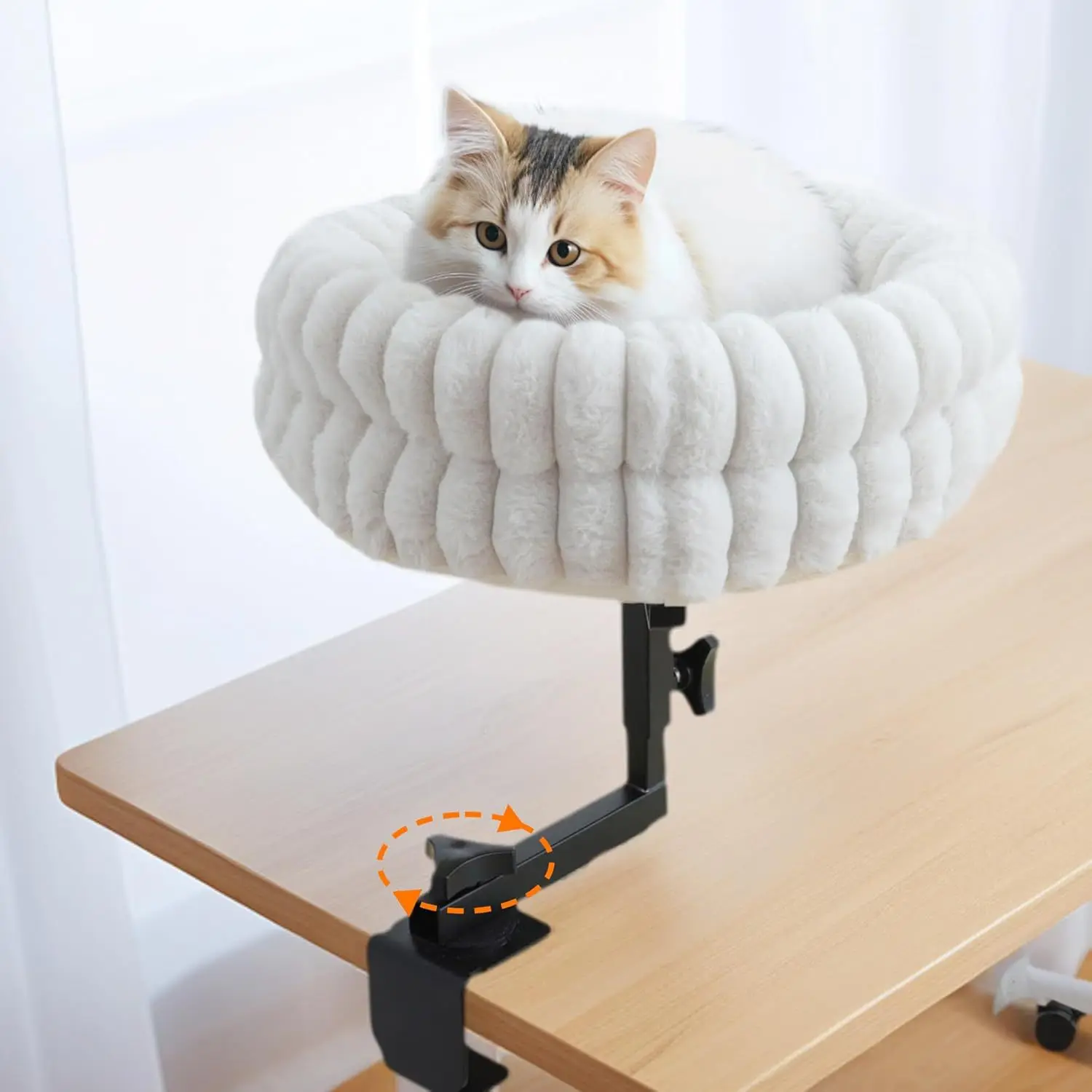 lit-de-bureau-pour-chat-solide-rond-portable-rotatif-a-360°-reglable-en-hauteur-amovible-et-lavable-vente-en-gros