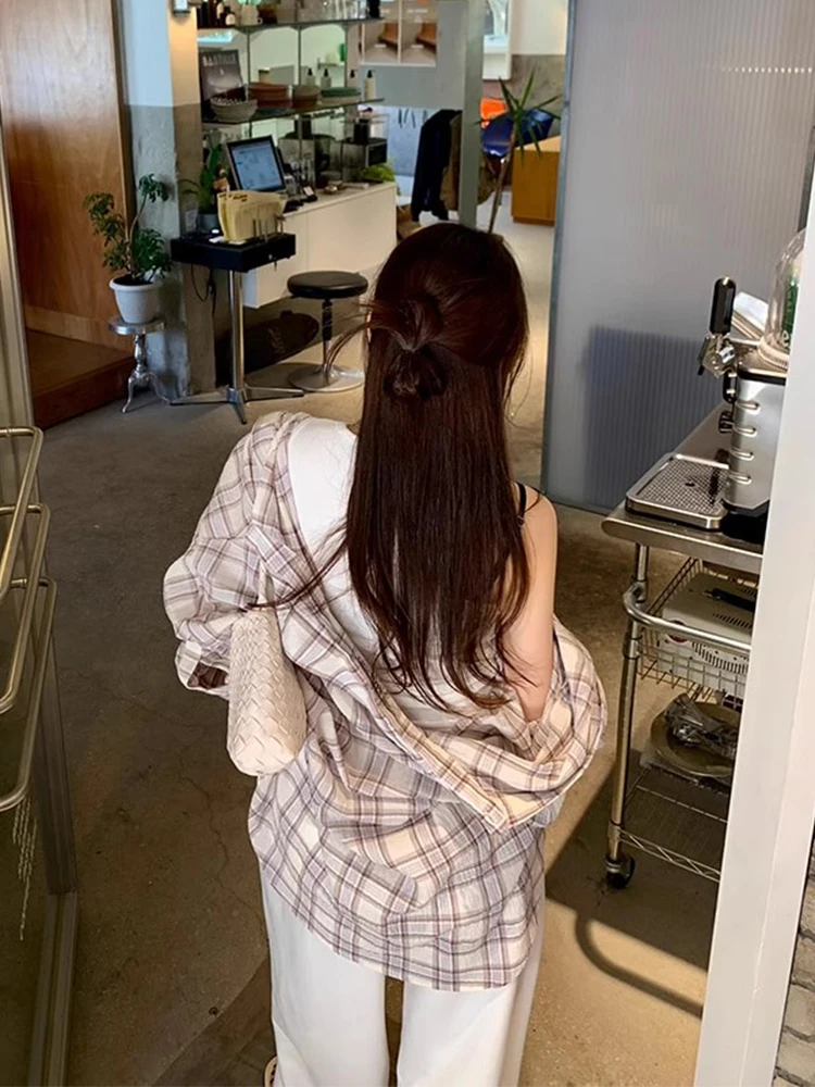 

Loose Women's Summer irt Cheered Color Blo Casual Sun Protection Korean Sle Long Sve Cotton Top Lazy Sle