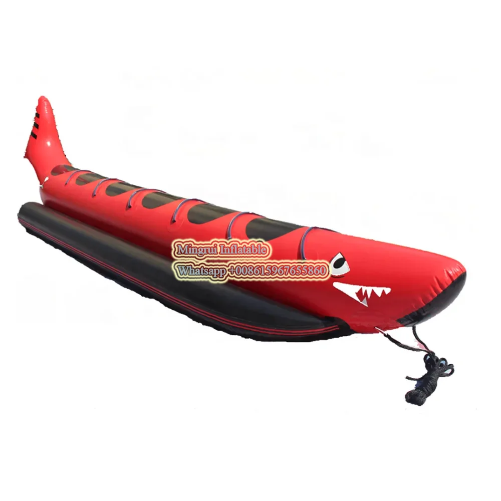 Island Hopper Red Shark Ride  Inflatable Banana Water Sled Shark Flying Fish Tube Riders Towable Water Floating