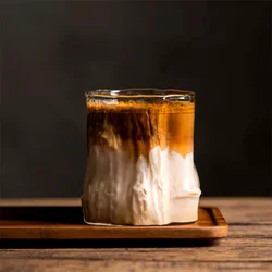 Stump shape Glass Espresso Cups Anti-scald Latte Coffee Mugs Transparent Glasses For Whisky Cocktail Drinkware
