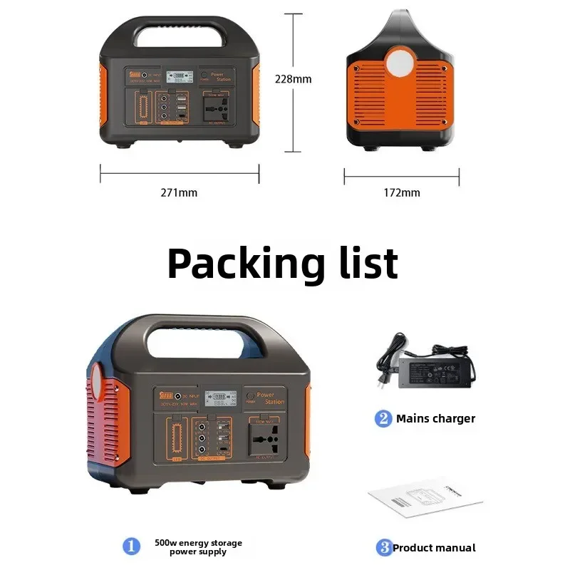 Centrale elettrica portatile Powerstation da 500 W con prese CA Batteria LiFeP04 da 460 Wh per camper da campeggio all'aperto