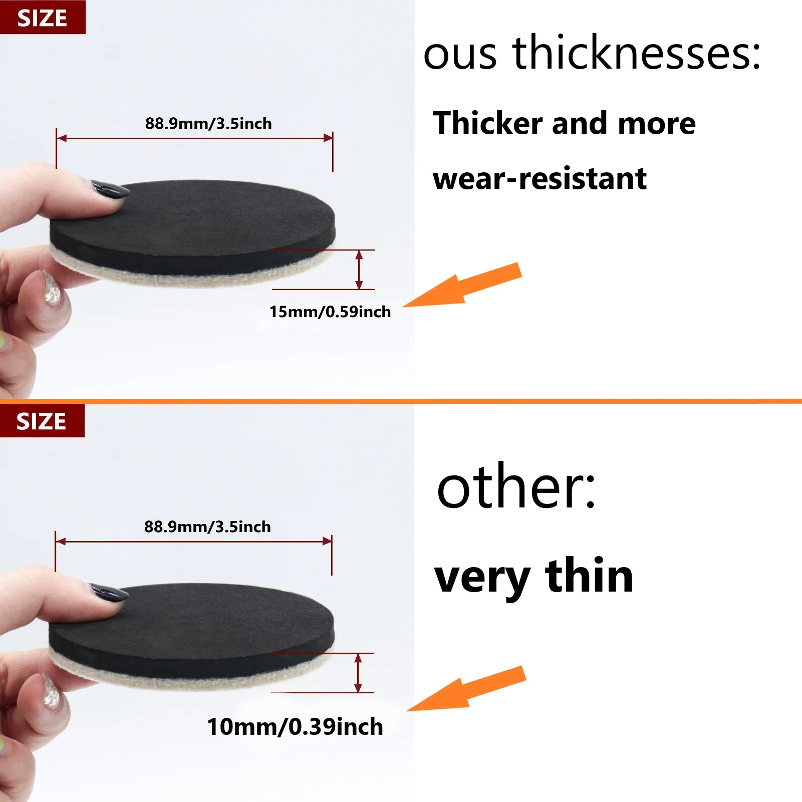 Description Picture 3 of itemThick Felt Furniture Sliders Pads Hardwood Floors Protector Non Slip Sofa Bed Table Chair Leg Cover Caps for Heavy Furniture