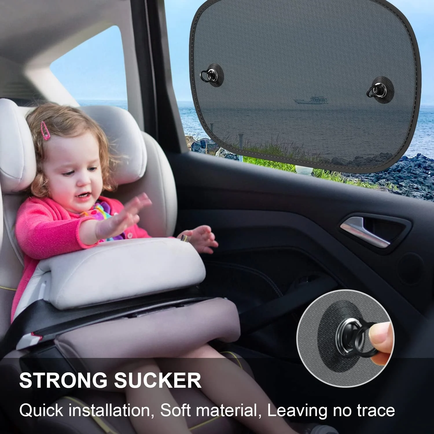 Car Sun Shade, 2-Pack Universal Sunshade for Side Windows，Blocks Glare and UV Rays, Suitable for Kids / Adults / Pets