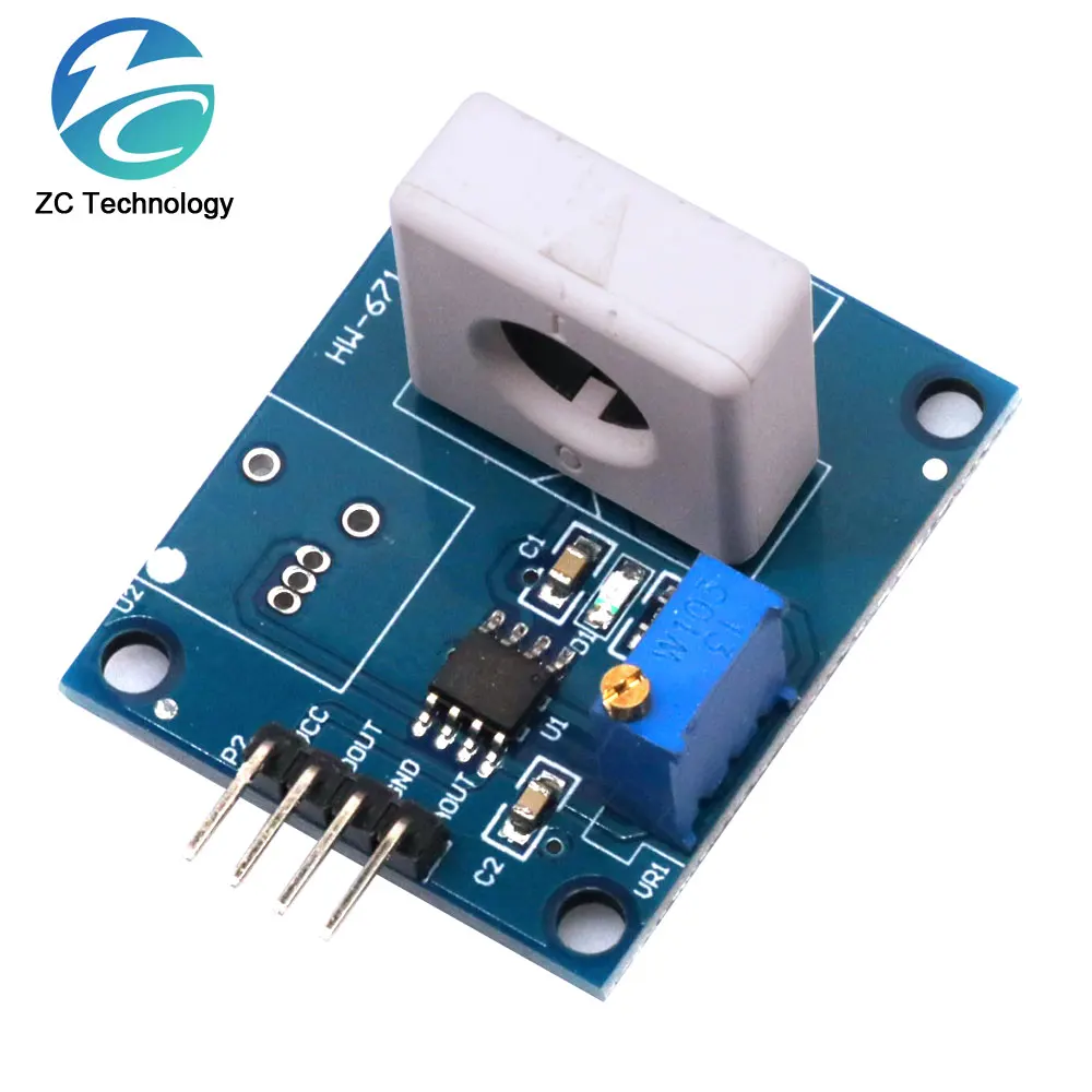 DC 5V WCS1800 Hall Current Detection Sensor Module 35A Precise With Short Circuit Overcurrent Signal Lamp A/D conversion