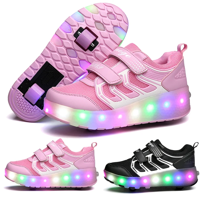 

Safe and Durable Outdoor Roller Sneakers Kids Outdoor Skating Shoes Children Roller Shoes Rechargeable Led Light up Shoes