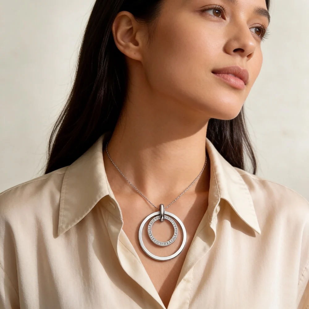 Pendant Circles Pave Brand New Fashion Glam Jewelry Europe 925 Sterling Silver Accessories Soul Gift For Women