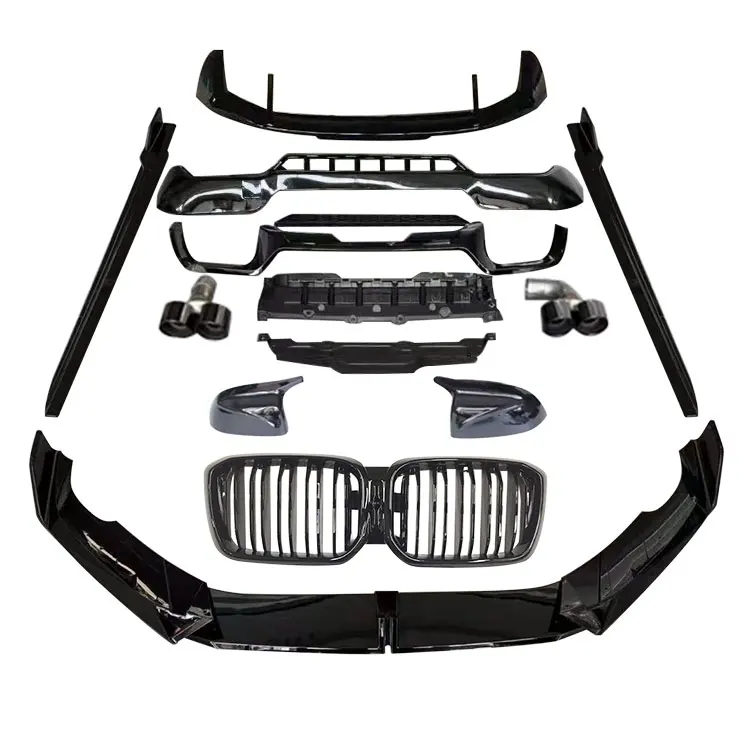

X3 G01 LCI Глянцевый черный BodyKit PP Пластиковые передние бамперы для автомобиля Решетка для губ Зеркальная крышка Диффузор Спойлер для BMW X3 G01 2021-IN