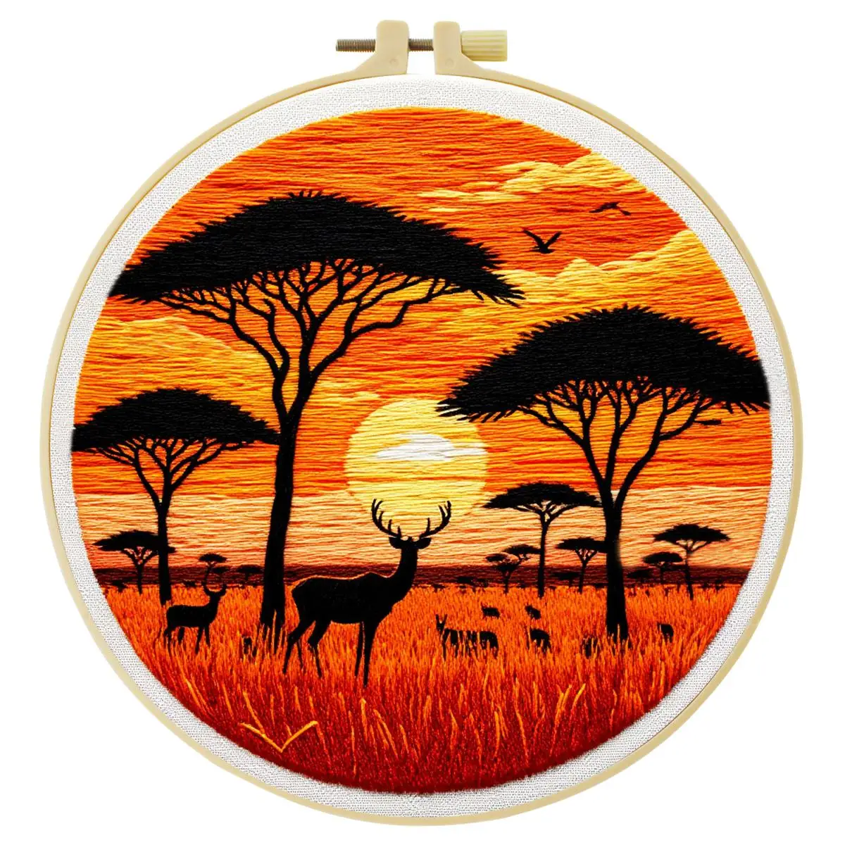1 Stück 20X20CM/15X15CM 7,87/6,3 Zoll Schönes Landschafts-Stickerei-Starter-Kit DIY-Kit DIY-Stickerei-Set Handarbeiten – Detail 4