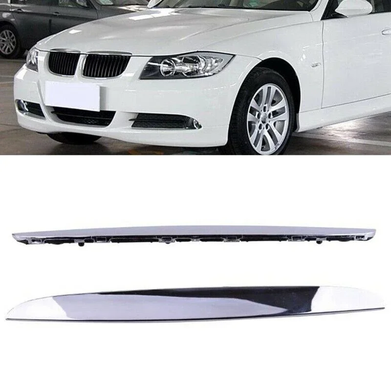 

2Pcs Chrome ABS Front Bumper Above Kidney Grille Hood Cover Trim 51137117242 for BMW 3 Series E90 E91 2006-2008