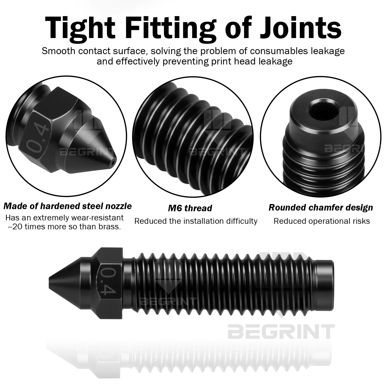 Boquilla de acero endurecido de alta velocidad de carbono Centauri, boquilla de tamaño 0,2/0,4/0,6/0,8 para piezas de impresora 3D Elegoo Carbon Hotend