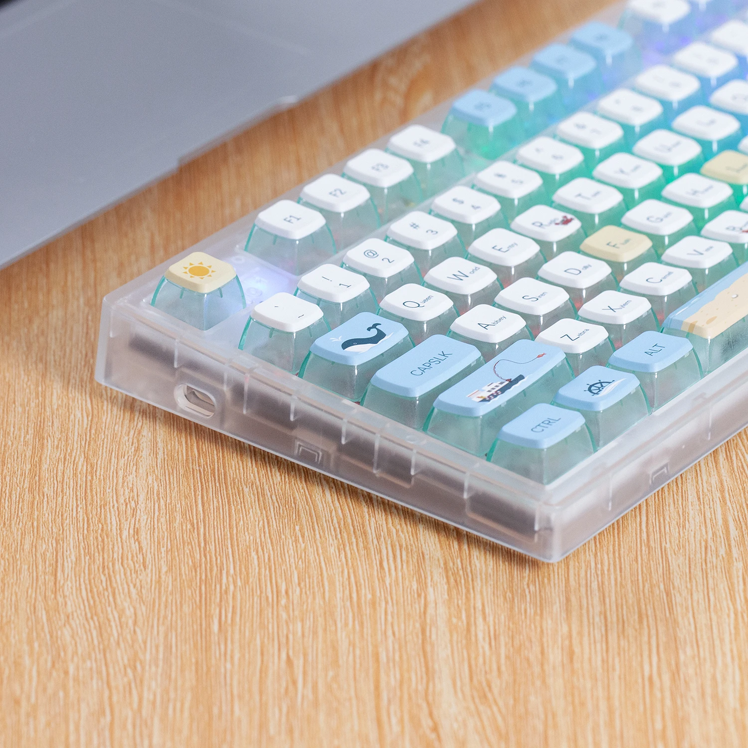 118-keycaps keycaps สีชมพูแมวโปร่งใส PBT sublimation ASA สองผิวนมสีขาวสำหรับแป้นพิมพ์กล DIY สำหรับสาวๆ