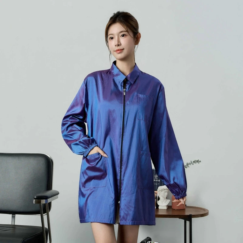 Lapel Design Hair Salon Hairdressing Work Clothes Hair Cutting Apron Long Sleeved Smock Hairdresser's Robe Pet Grooming Clothing