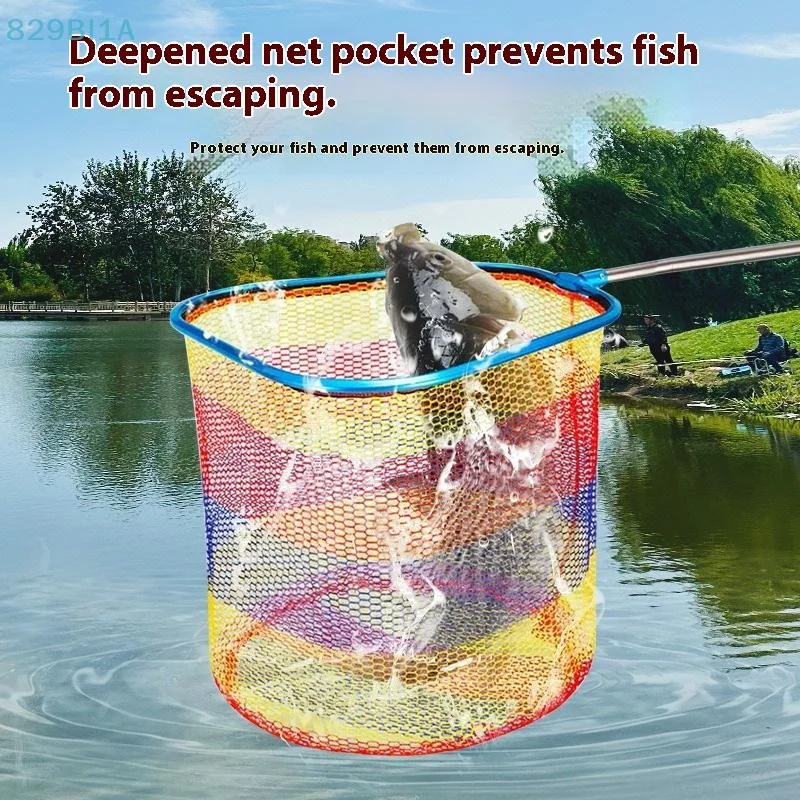 الملونة دائم خفيفة الصيد صافي رئيس سبائك الألومنيوم الصيد مغرفة اليد صافي شبكة أرضية