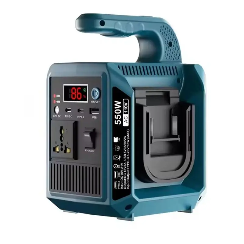 B23B Power Inverter F 550W Pure Sine Wave Inverter With USB Type-C 110V AC Output For 18V Lithium Battery
