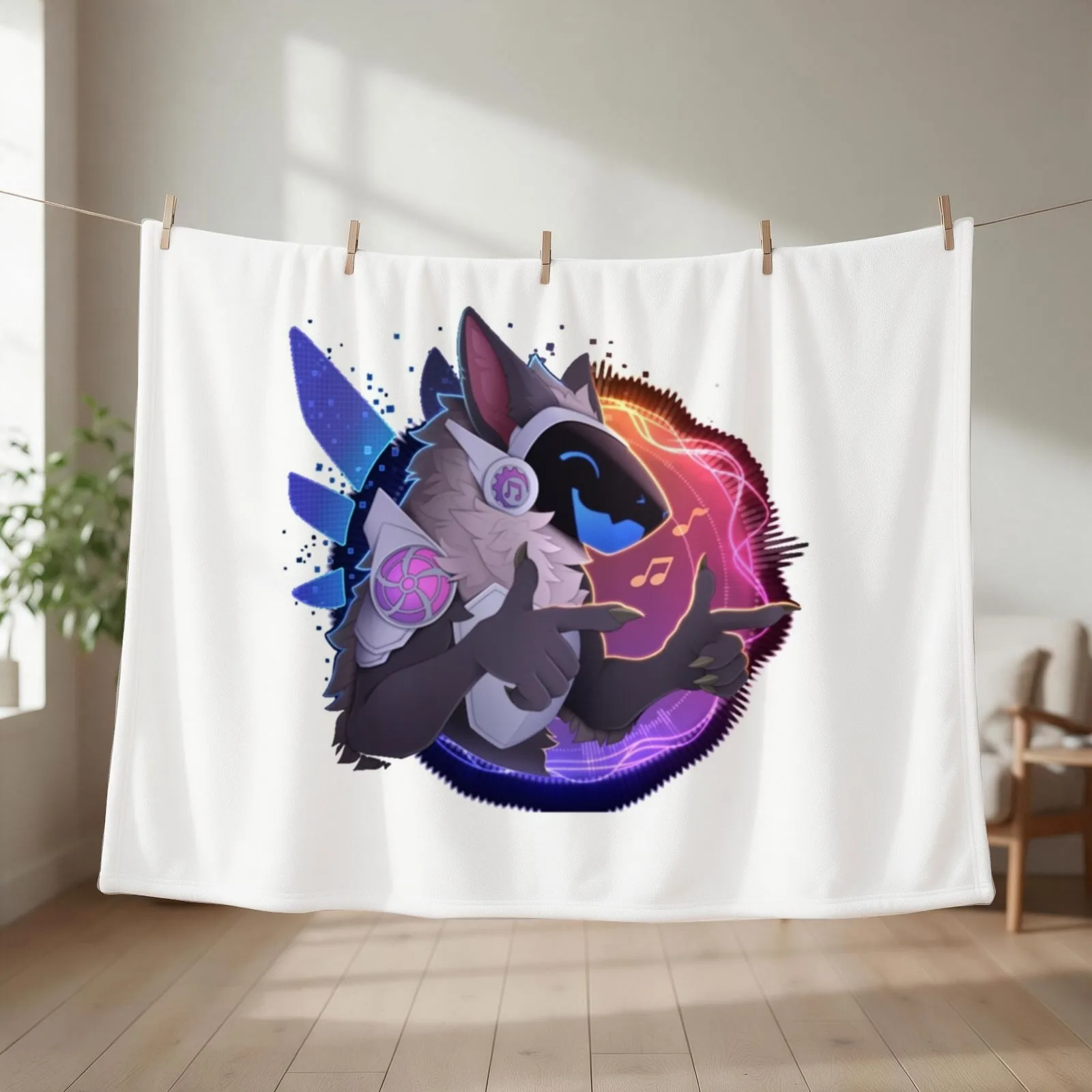 Disco protogen Throw Blanket couch cozy soft plush fuzzy picnic outdoor blanket