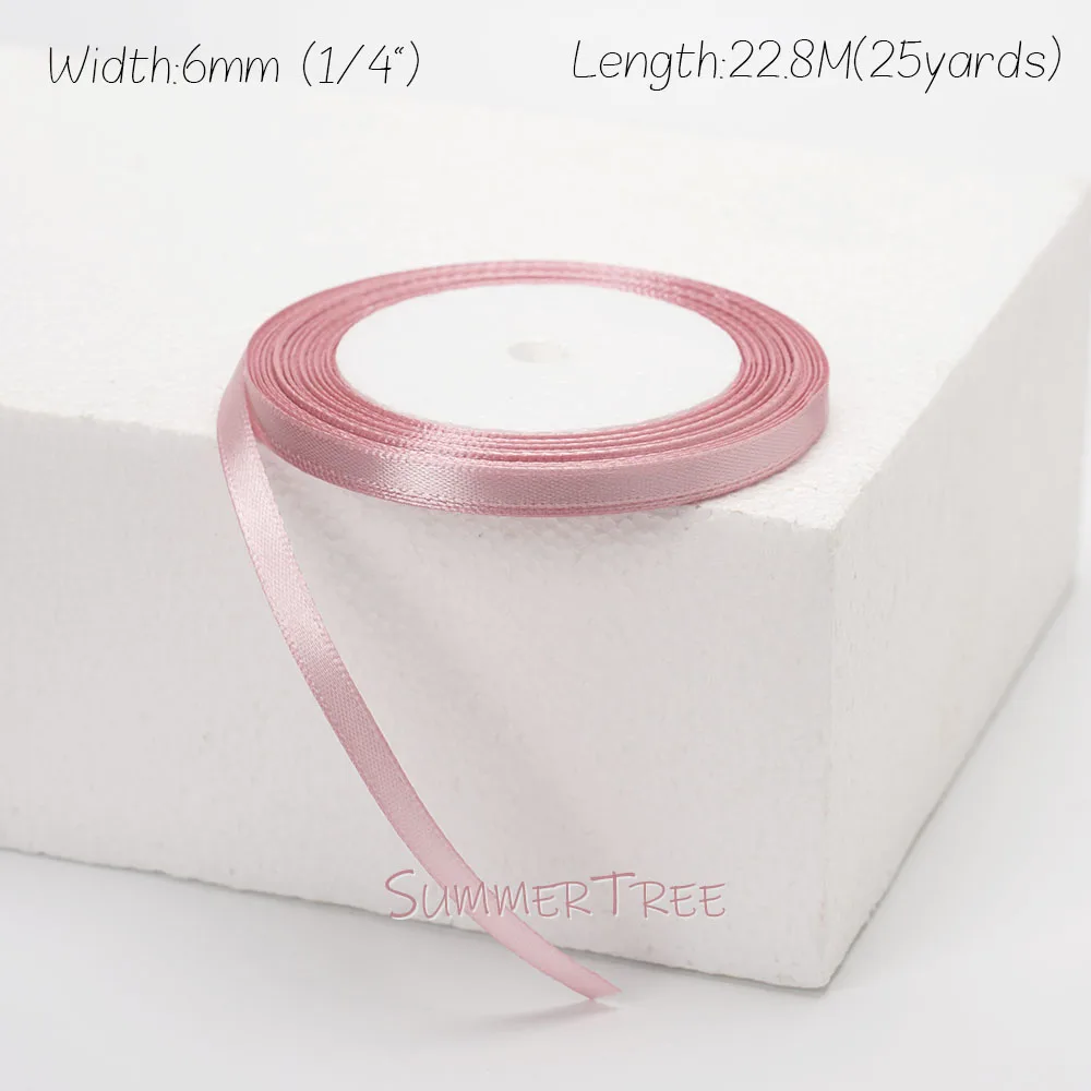 Zartrosa Seidensatinband 25 Yards 22,8 Meter 6mm 10mm 15mm 25mm 38mm 50mm Hautfarbenes Rosa für Handgemachte DIY Geschenkverpackung Dekoration – Detail 9