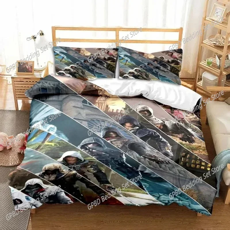 Game A-Assassin S Creed Art 3D Bedding Set Duvet Cover Pillowcases Single Twin Full Queen King Size Home Decor Quilt Boys Gift